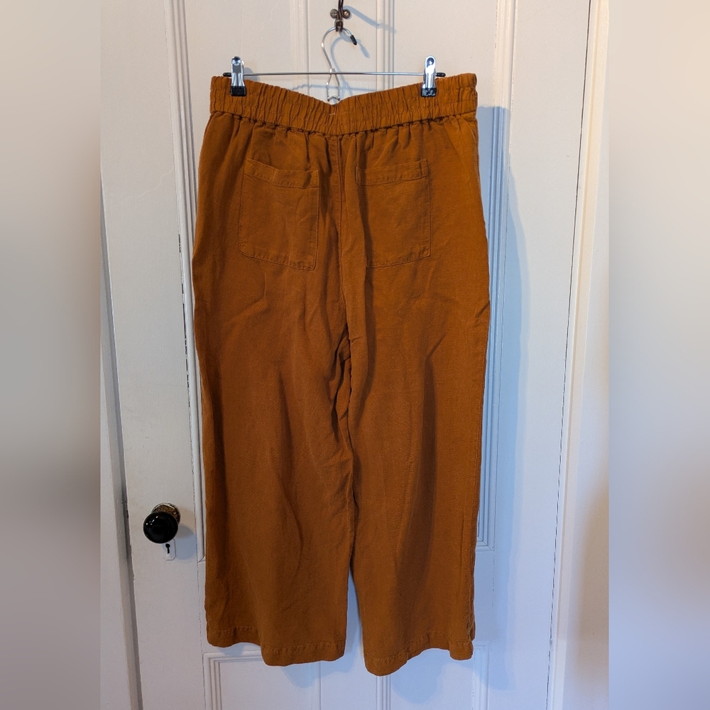 Joie L wide leg linen pant stretch waist patch front back pockets - Picture 3 of 5
